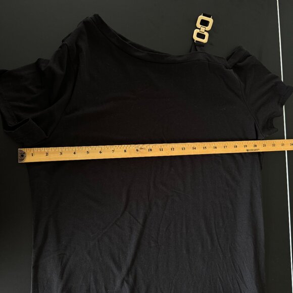 SHEIN Black Off Shoulder T-Shirt Dress with Gold Buckle Strap – Size XL - Picture 4 of 6